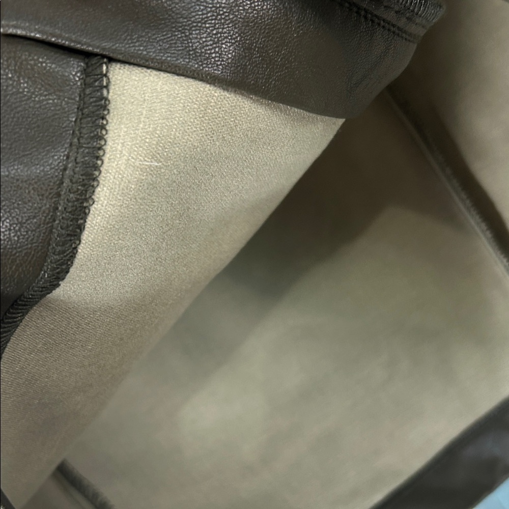 Shinestar Olive Leather Skirt with Zipper - Picture 7 of 11